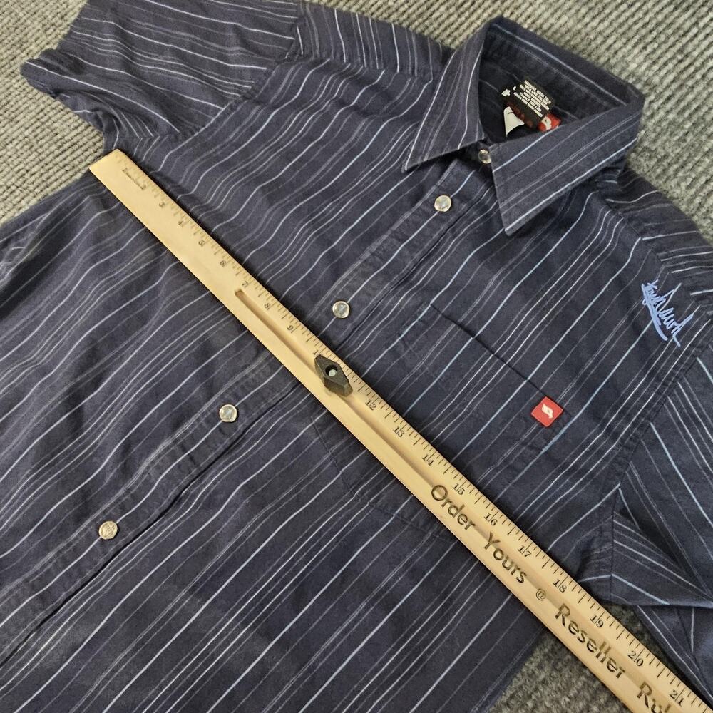 Hawk Skateboarding Shirt Boys Large 14/16 Blue Striped Button Front Casual - Picture 8 of 11